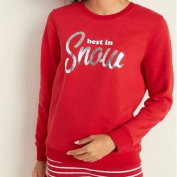 Old Navy “Best in Snow” Crewneck Pullover Sweatshirt Size L - Picture 1 of 5